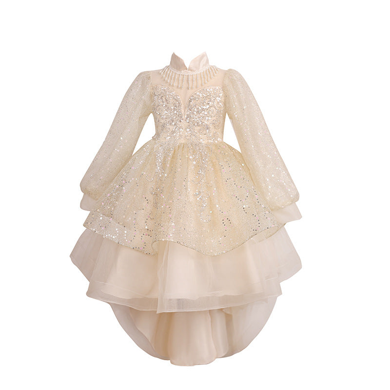 Girls' formal dresses princess gowns cross-border e-commerce little girl train tulle performance tutu dress wholesale children's clothing