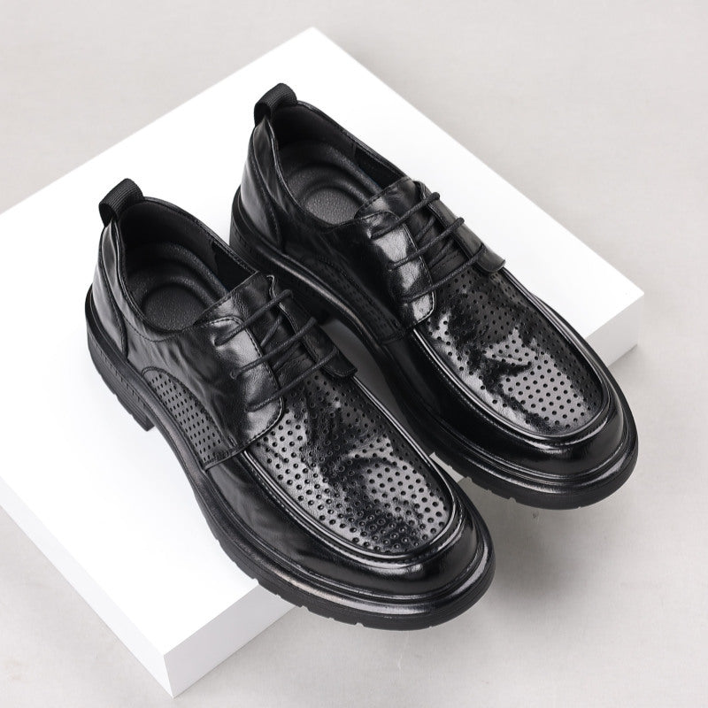Genuine leather men's new leather shoes, light luxury business casual men's shoes, formal shoes, thick sole men's wedding leather shoes