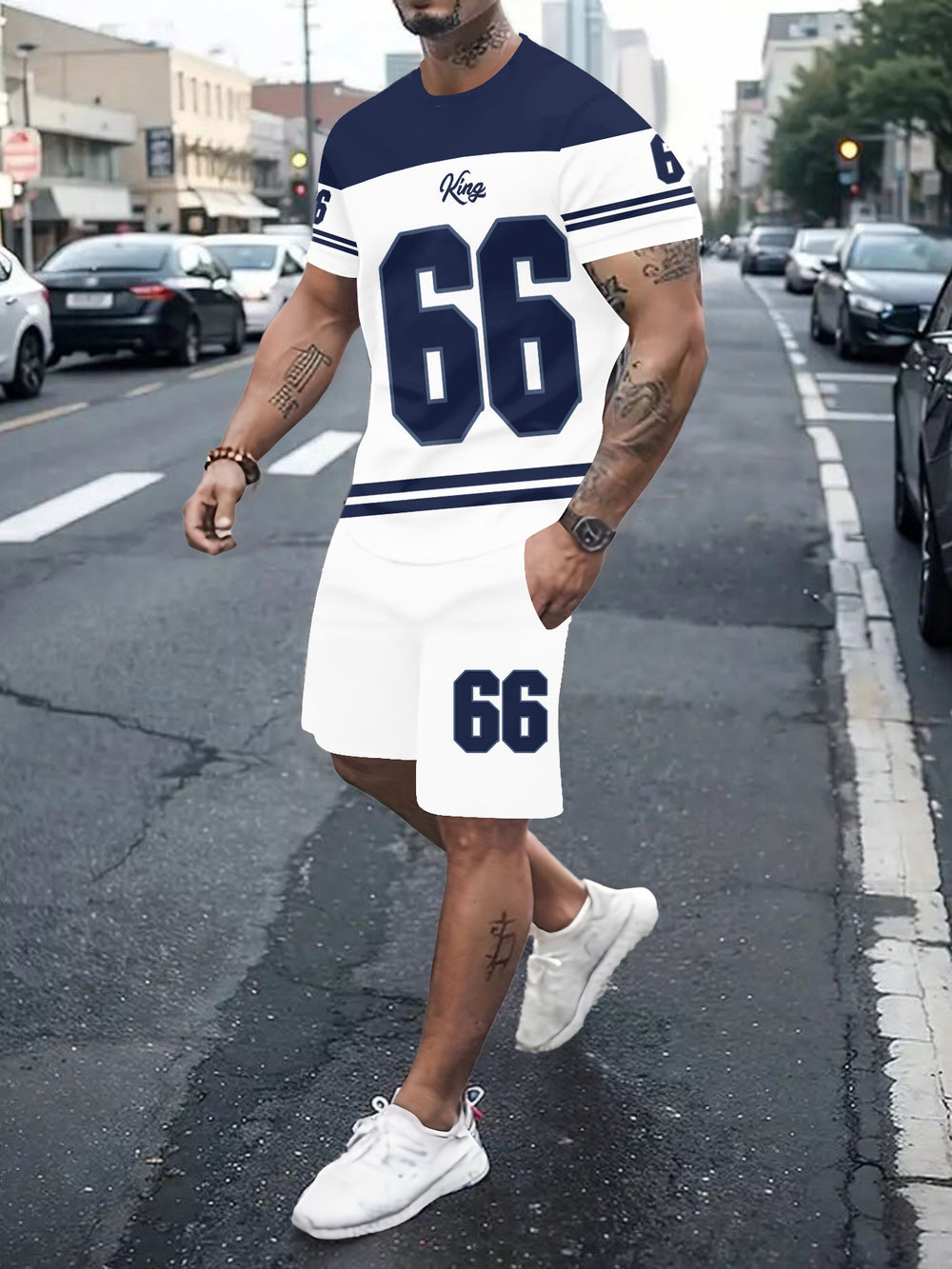 Men's casual sports set - short sleeve & shorts - summer hot seller - cross-border fashion - two-piece leisure outfit