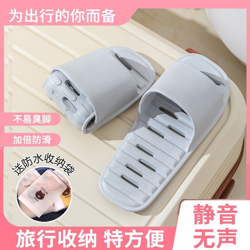 Hotel business trip foldable leaky slippers for women home indoor travel handy gadget bathroom non-slip quick-drying slippers