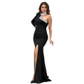 C7268 cross-border   fashion women's sexy off-shoulder rhinestone high-end textured dress