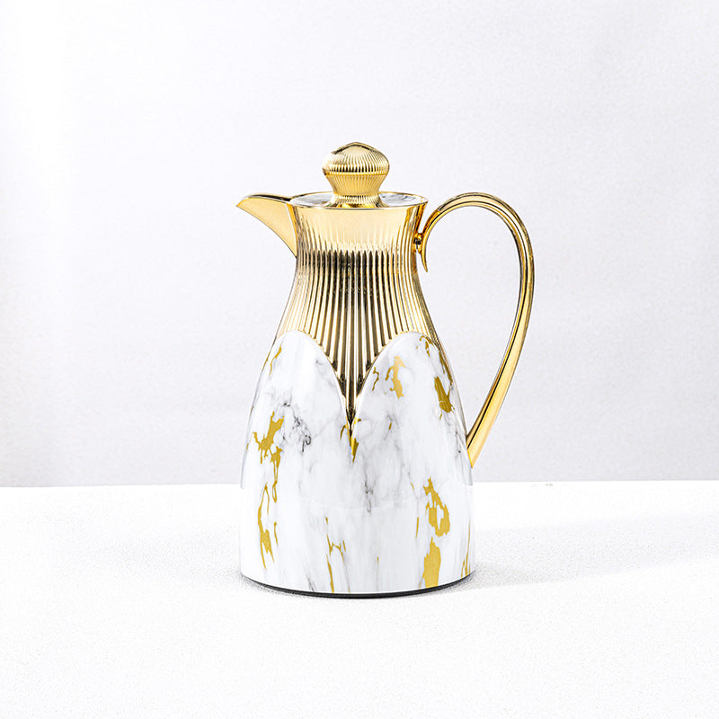 Wholesale cross-border luxury insulated kettle: large capacity coffee pot for home and commercial use, insulated water kettle with logo, gold teapot