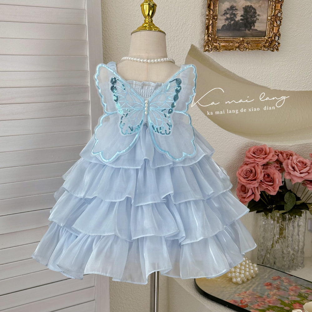 Girls' dress  summer new style chic butterfly wing super fairy cake dress