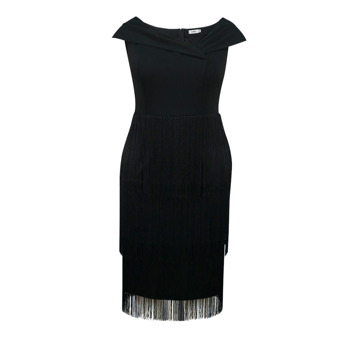 AM041114 Fashion Asymmetrical Neck Sleeveless Tassel Dress, Party Ball Elegant High Waist Dress dresses