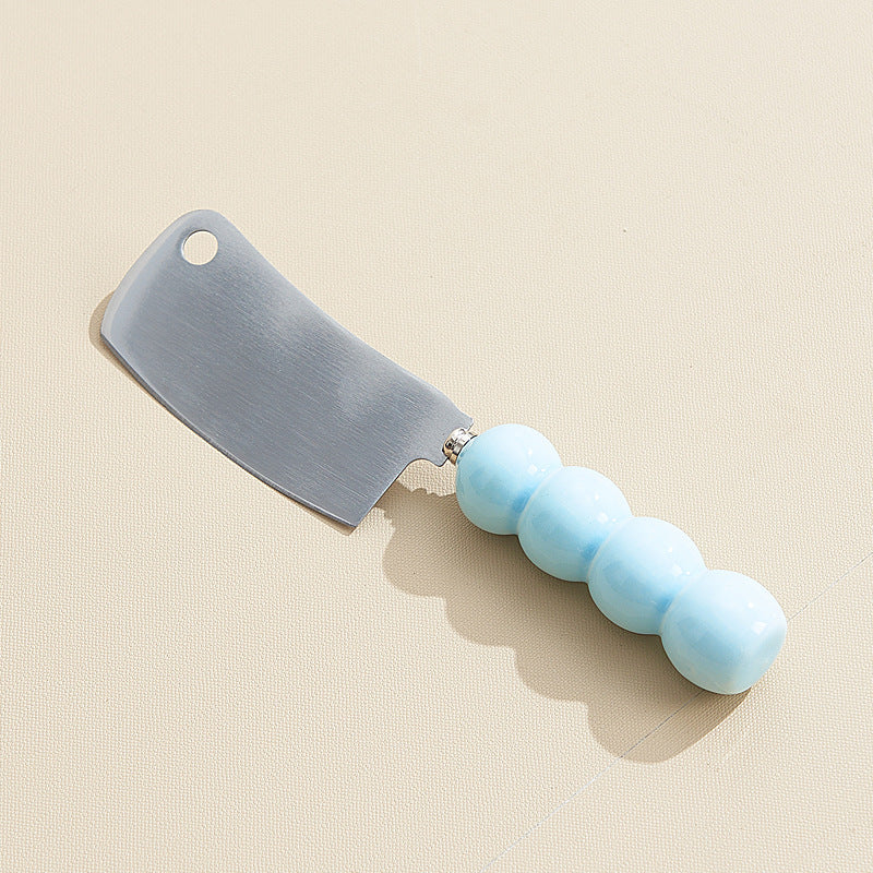 Creamy style thickened ceramic handle utility knife - multi-purpose, high-value fruit knife, stainless steel design dessert knife