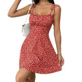 european and american cross-border french retro floral slim-fit camisole dress