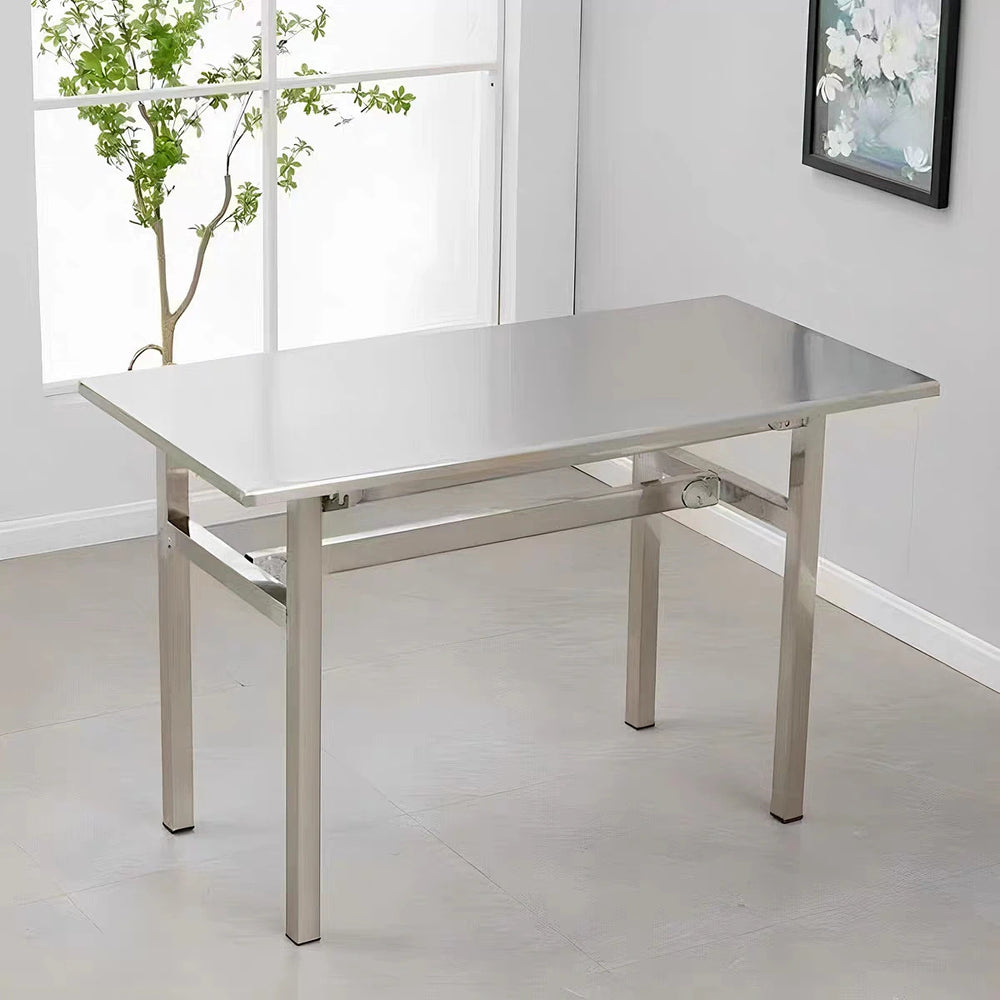 Stainless steel canteen table and chairs 4 people 6 people hanging stool rectangular table school factory employee dining table separates combination