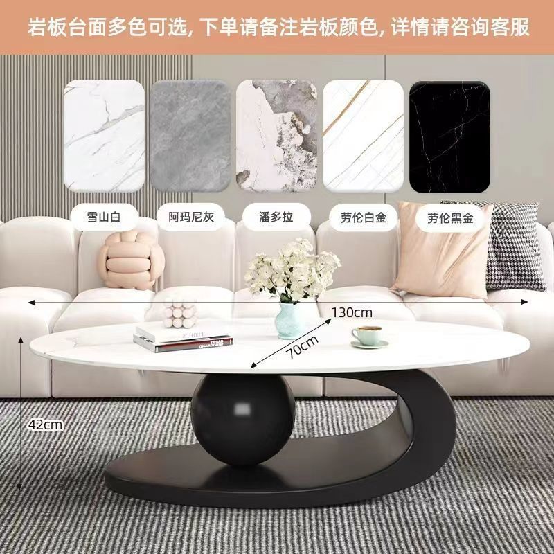 Oval coffee table, sintered stone coffee table, popular minimalist table for home living room, trendy nordic style coffee table, small apartment friendly
