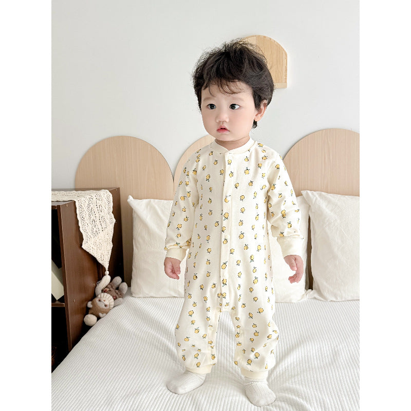 Baby cotton romper - newborn long sleeve bodysuit - autumn baby crawling suit