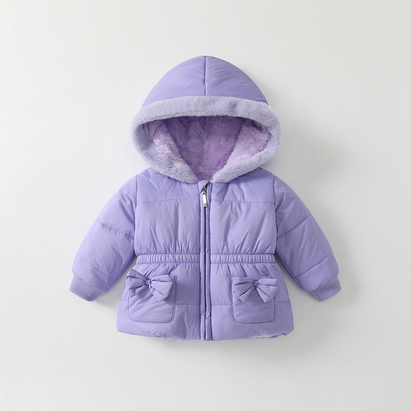 Girls' cotton-padded jacket, autumn/winter  new style, chic baby outerwear, princess fashion, thickened, extra-long sleeves, winter top