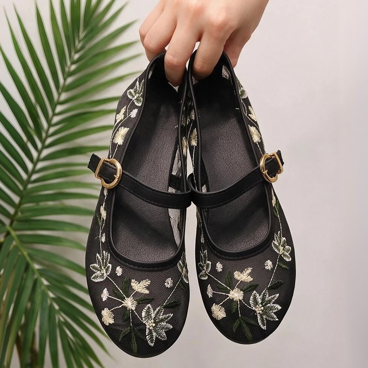 Zaexportplus sizeembroiderflatsnew arrivalfashion buckle low-top lightweight breathable mesh casual shoes wholesale