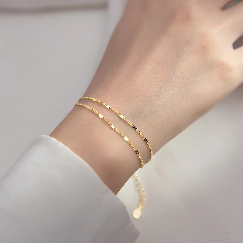 jewelry: minimalist, fresh & chic square sequin double-layer bracelet - elegant, unique, and designer-inspired