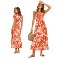 Amazon bohemian ruffle sleeve dress women's  summer new floral flowy a-line dress
