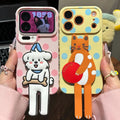 Polka dot long white dog stand compatible iphone 16 cartoon phone case apple 17 pro max drop-proof soft case