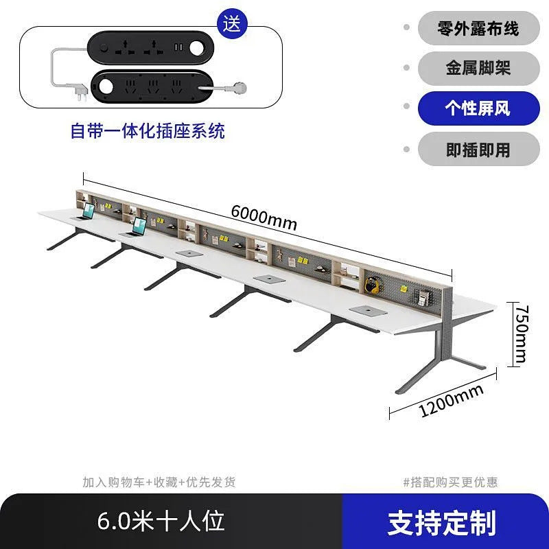 Office desk staff slot casual double four-person slot hole board hanging board storage screen table and chair combination