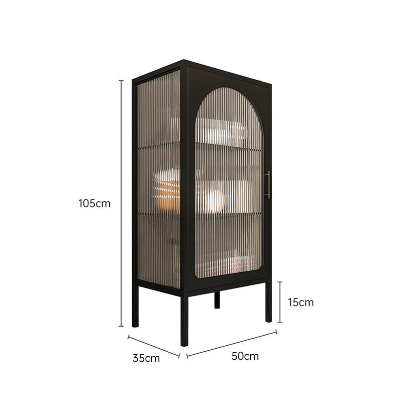 Nordic wrought iron dining side cabinet living room simple light luxury glass tea cabinet wine cabinet storage display storage cabinet