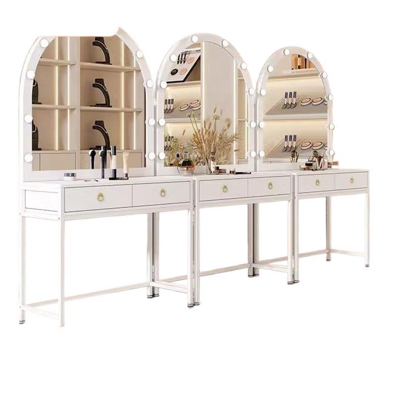 Vanity table with light, portable makeup desk for home use, small apartment vanity, modern minimalist makeup table, photo studio makeup table