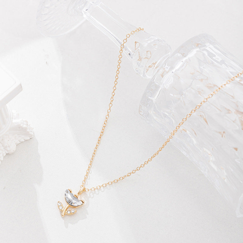Sweater chain accessible luxury wholesale european and american cross-border autumn and winter jewelry women's versatile alloy pendant niche diamond flower necklace