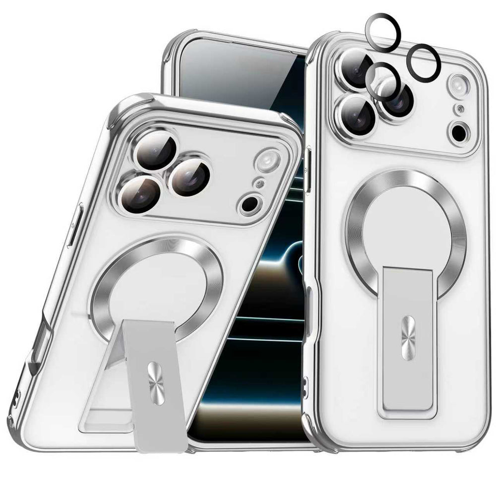 Electroplated shadow magnetic stand compatible iphone 17 pro case, apple 11 new anti-drop cross-border protective cover