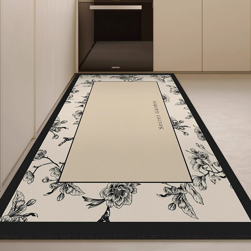 Kitchen floor mat - wipeable, low-maintenance, waterproof mat -  new design - stain-resistant diatomaceous earth mud mat - special anti-slip, oil-proof foot mat
