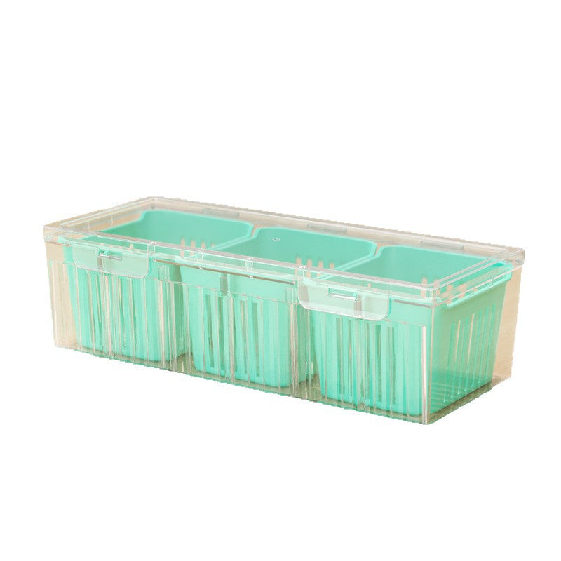 Kitchen onion, ginger and garlic storage box, fruit and vegetable freezer, double-layer drain box, refrigerator side dish refrigeration, transparent crisper box