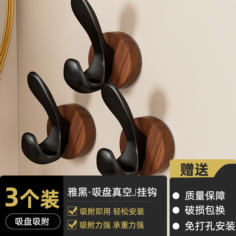 No-drill solid wood coat hook - entryway, doorway, behind-the-door hook - damage-free adhesive, heavy-duty weight capacity, coat & hat hook, key hook