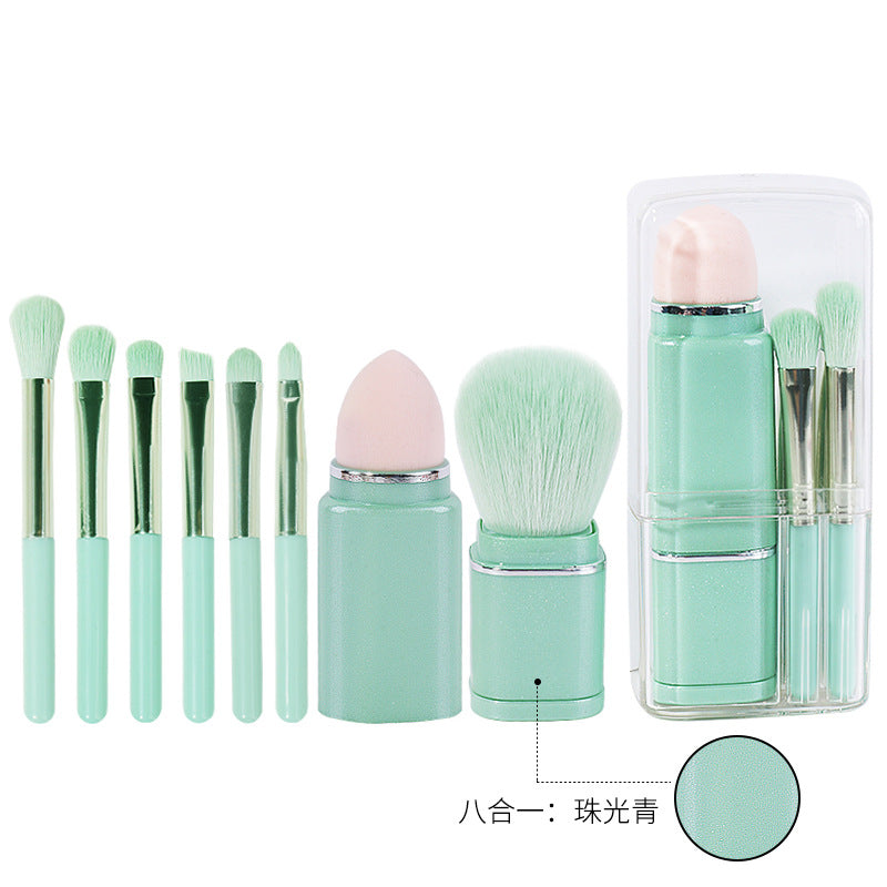 New 8-in-1 square makeup brush set - mini travel size, portable, retractable blush brush, eyeshadow brush, and makeup brush set