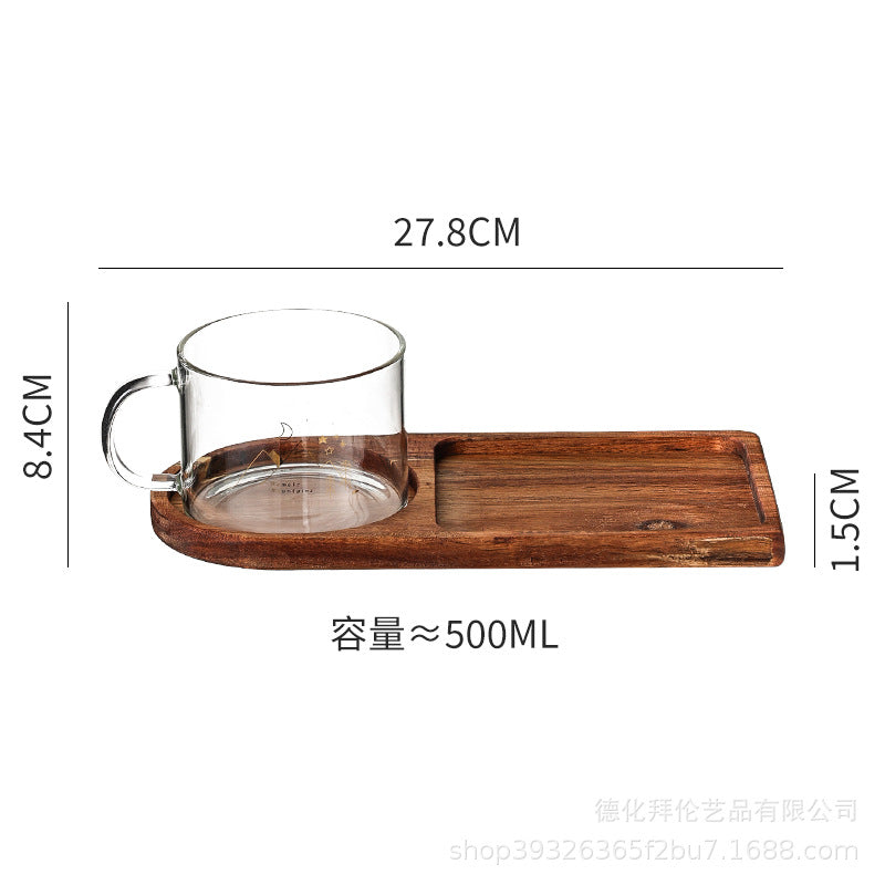 Ins-style acacia wood tray water cup set - perfect for snacks, afternoon tea, or solo dining. creative solid wood serving platter