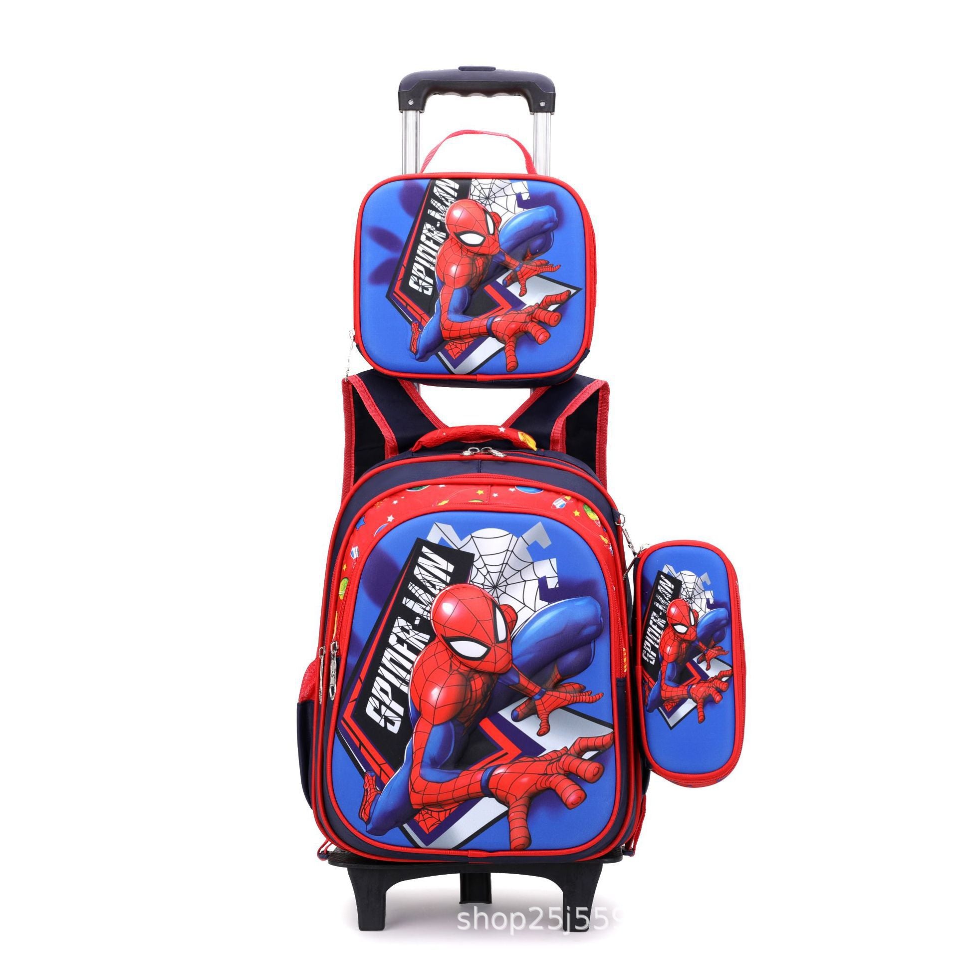 New  primary school students tie rod schoolbag 1-6 grades boys and girls backpack lunch bag cartoon children's bag