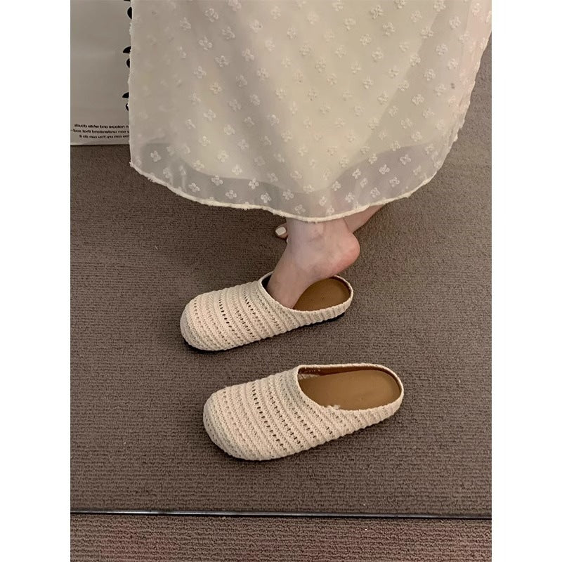 Bohemian style birkenstock-style open-toe mules - women's summer 2026 new collection - slip-on woven sandals