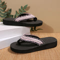 2025 summer new fashion lace rhinestone platform slippers women's aliexpress plus size wedge heel flat sandals