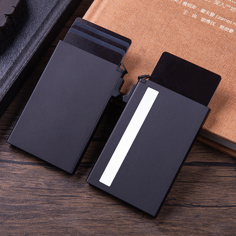 New automatic pop-up side press credit card box member card sleeve metal aluminum card bag anti-theft brush anti-magnetic RFID card bag