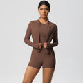 New arrival: barely-there brushed solid color outerwear with casual yoga set - perfect for outdoor running, sports, and fitness (3-piece set)