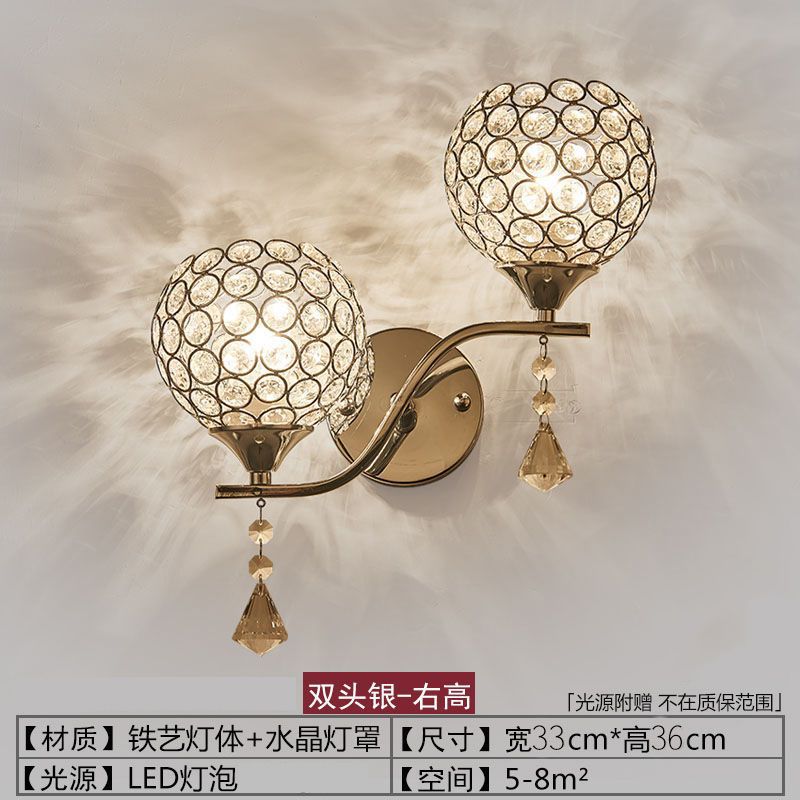 Nordic wall lamp bedroom bedside lamp postmodern crystal creative aisle lamp corridor staircase living room background wall lamp