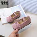 Vancahao kids mary jane leather shoes  spring/autumn new girls' bow princess shoes soft sole dance shoes