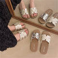 Flat soft leather sandals casual vacation trendy one-strap sandals women's summer new fashion versatile lightweight shoes
