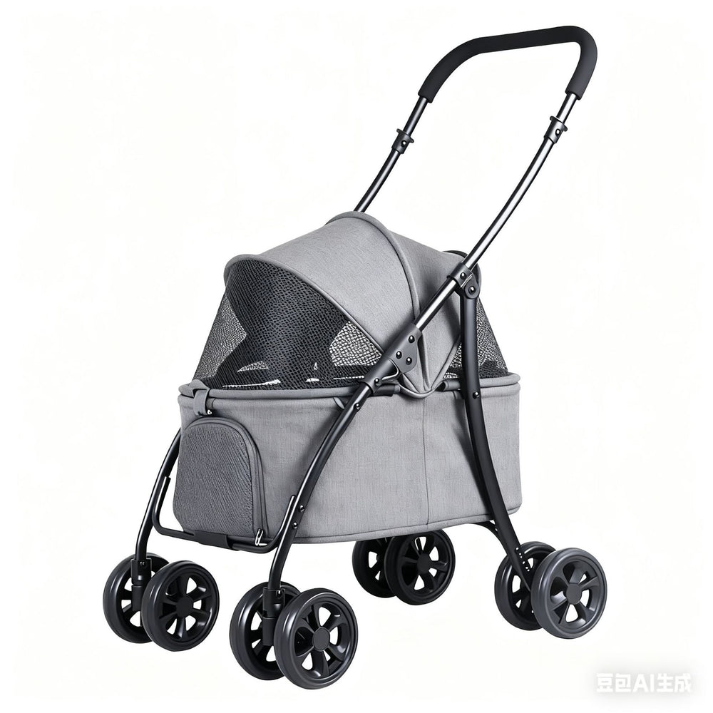 Lightweight foldable pet stroller cat dog four-wheel shock absorption stroller pet outdoor stroller teddy stroller wholesale