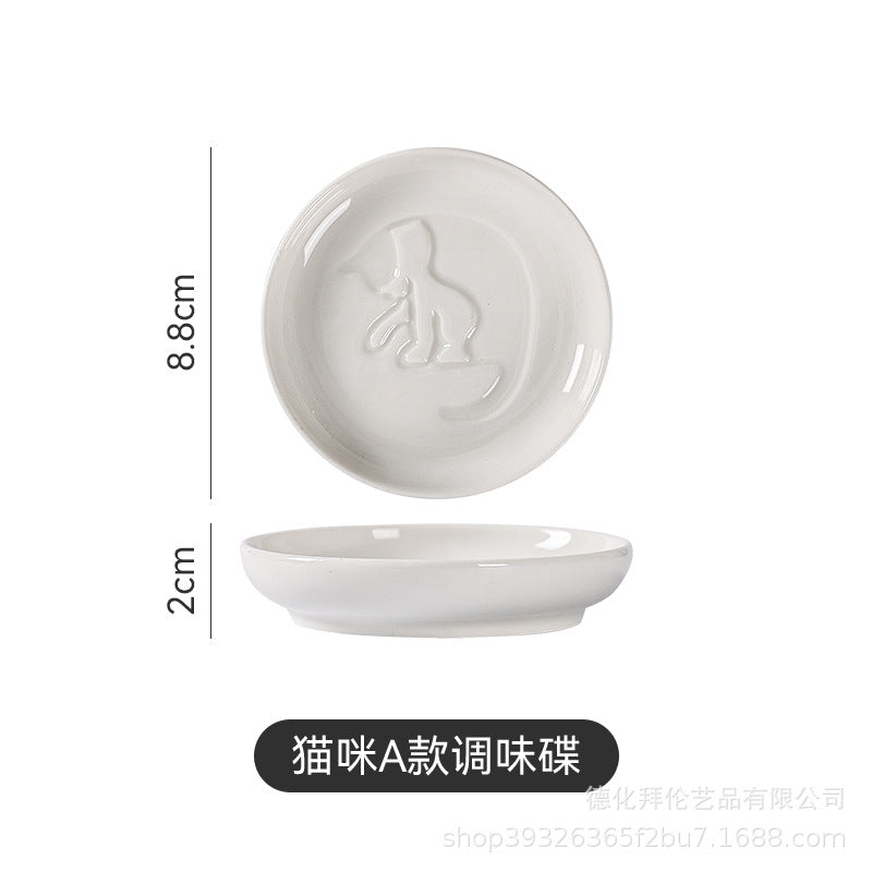 Ceramic animal flavor dish xiaodiefor homecreative sauce dish small soy sauce dish cute ketchup dish manufacturer wholesale
