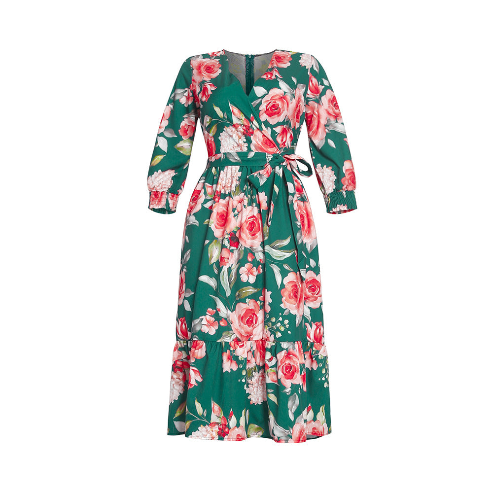 Aliexpress cross-border sourcing: african fashion plus size women's clothing -  summer collection - slimming chiffon printed dress
