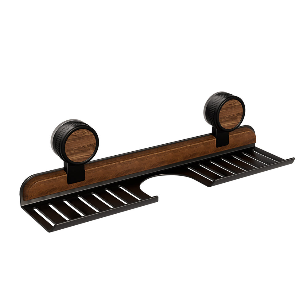 North american walnut suction cup bathroom organizer - no drilling required, vanity sink faucet & cosmetic storage rack