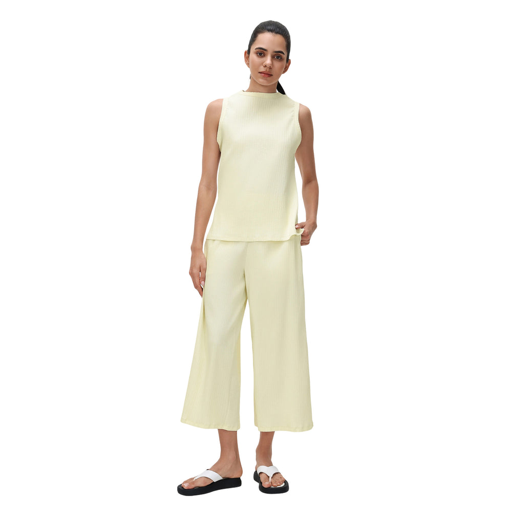 Women's casual activewear set: round neck sleeveless sports tank top & loose fit wide leg pants - perfect for tennis, yoga & more!