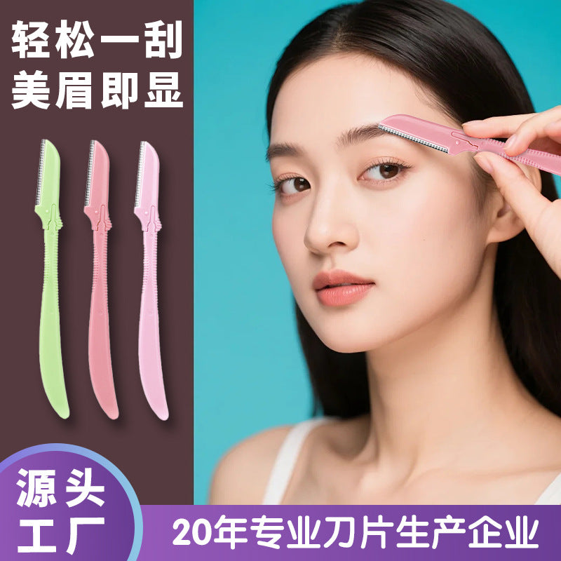Shurmei straight handle eyebrow razor - women's replacement blades, safe & scratch-resistant, wholesale beauty tool