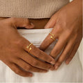 Gold initial ring for women, gold-plated heart-shaped initial stackable ring, adjustable pinky ring
