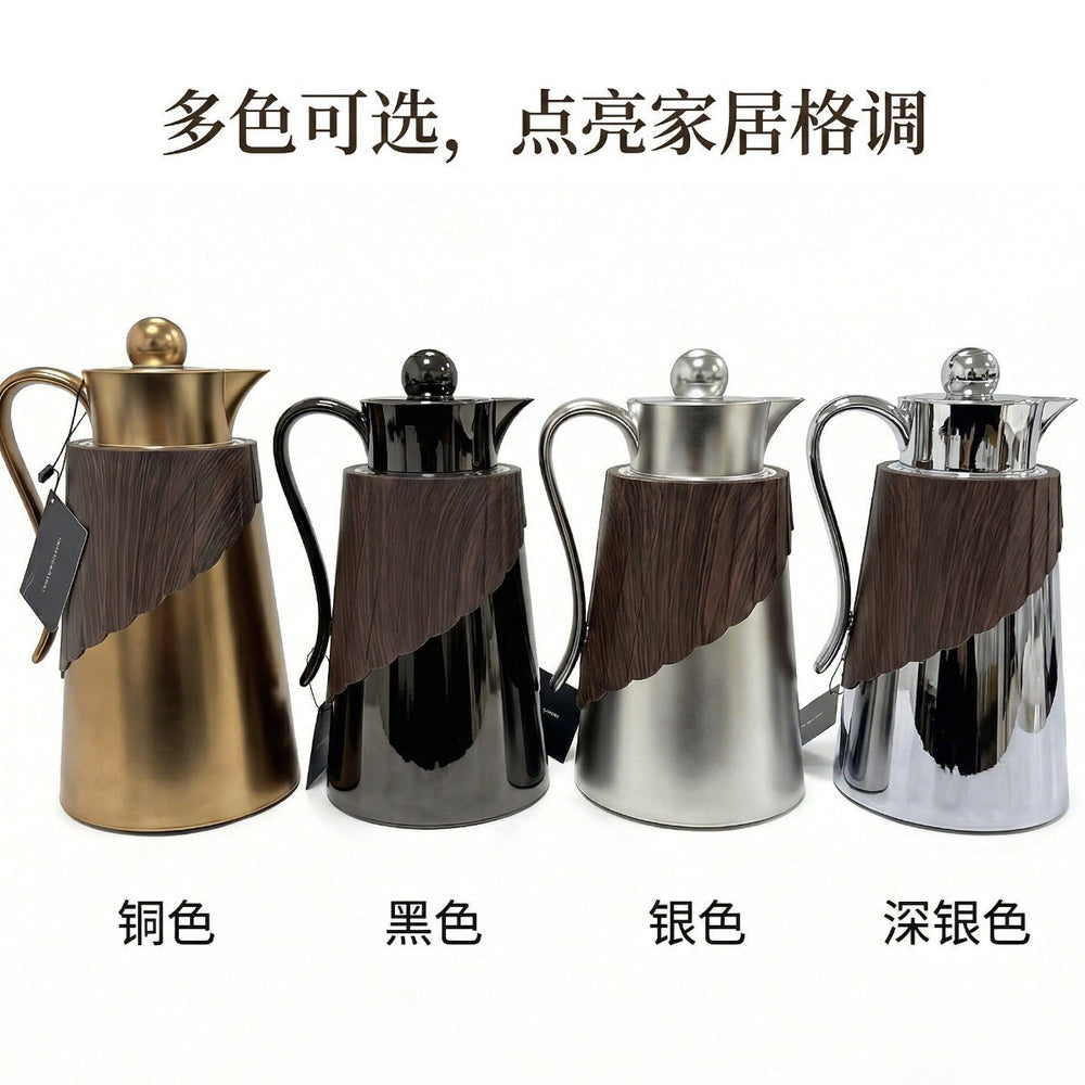 Factory price 2pcs insulated kettle new arrivalaccessible luxury wood grain stainless steel long-lasting lock insulated kettle export hot selling