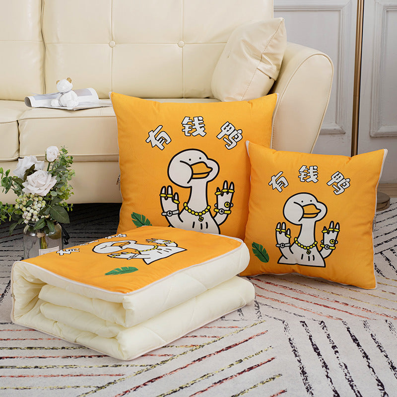 Dual-purpose pillow and quilt, advertising gift, air-conditioning quilt, office car nap pillow, side sleeping home cartoon