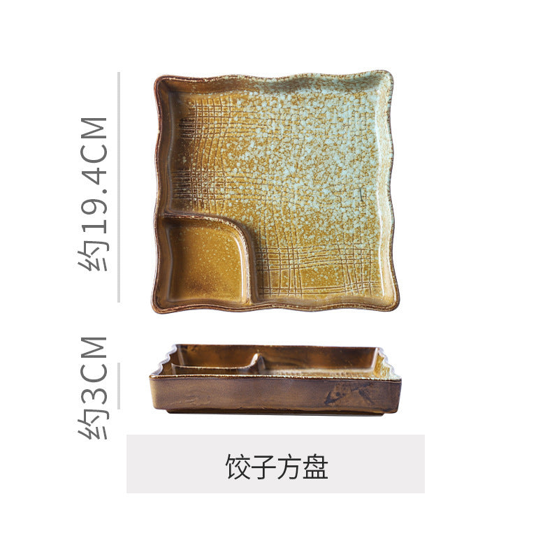 Japanese retrostylish bowls and plates hotel tableware combination kiln ceramic western dinner plate sushi plate steak plate suit