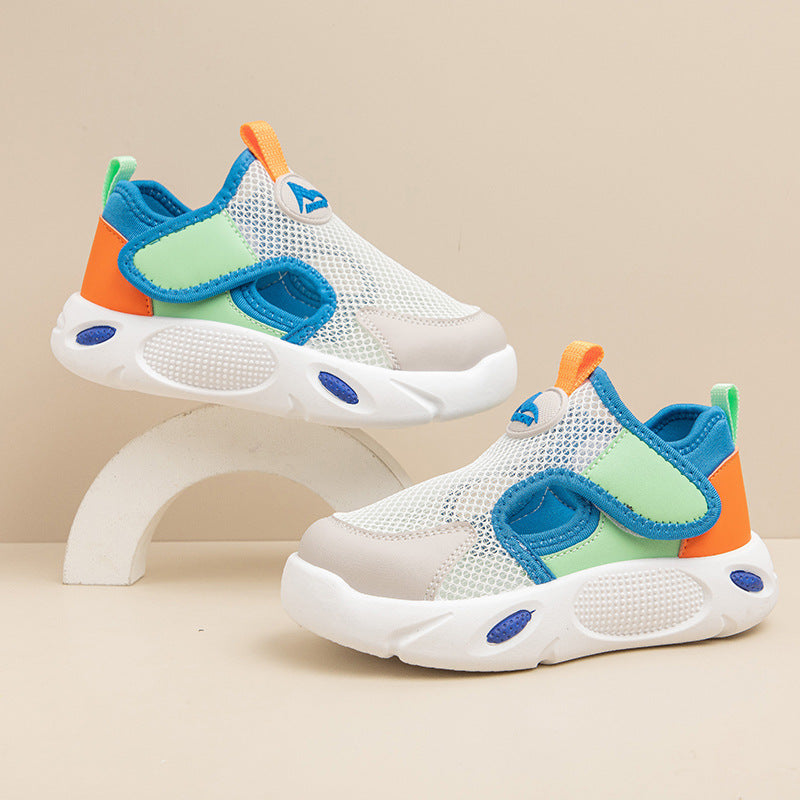 2025 summer new boys sandals thin children medium and older children mesh breathable boys sports single mesh shoes bag head