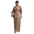 European and american cross-border women's fashion:  summer new arrival - elegant and slim-fitting slit top with high-waisted midi skirt set