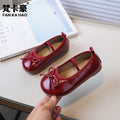 Vancahao girls' bowknot princess shoes, new spring/autumn  collection, kids' mary jane leather shoes, soft sole dance shoes