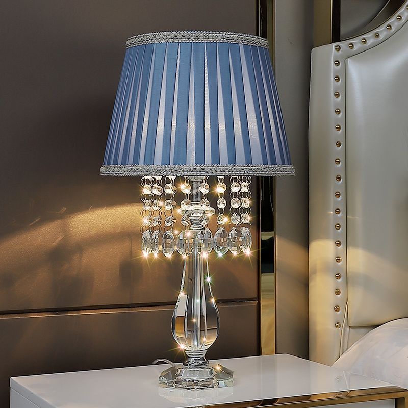Modern fashion crystal table lamp bedroom bedside lighting living room light luxury warm romantic wedding american style dimmable remote control